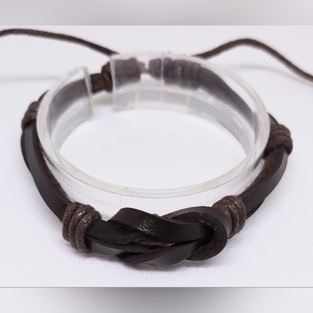 Men's Bracelet Leather Layered Brown New f77
